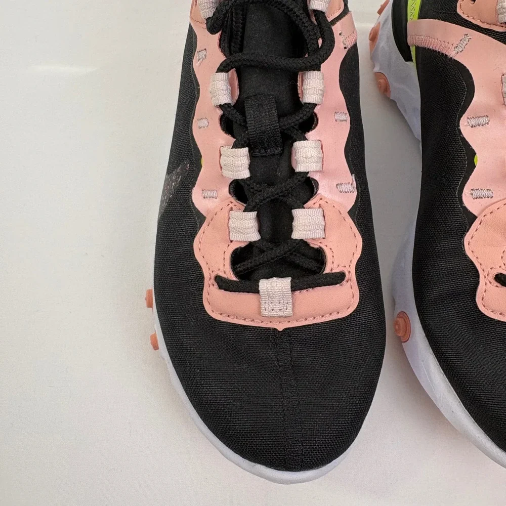 Nike React Element 55 Black‎ Volt Coral Stardust Sneakers CD6964-002 Womens 5